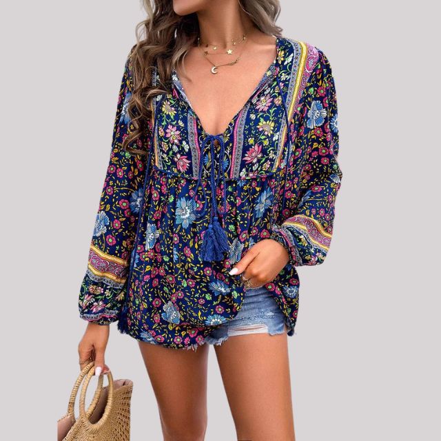 Kate - Bohème Bluse mit Paisley Muster