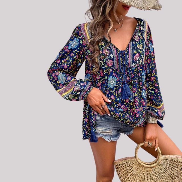 Kate - Bohème Bluse mit Paisley Muster
