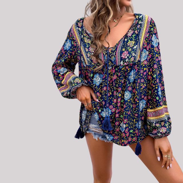 Kate - Bohème Bluse mit Paisley Muster