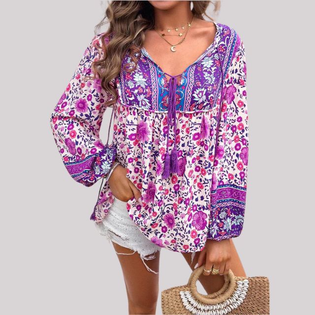 Kate - Bohème Bluse mit Paisley Muster