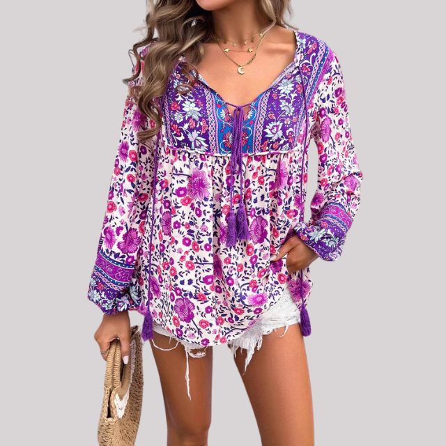 Kate - Bohème Bluse mit Paisley Muster
