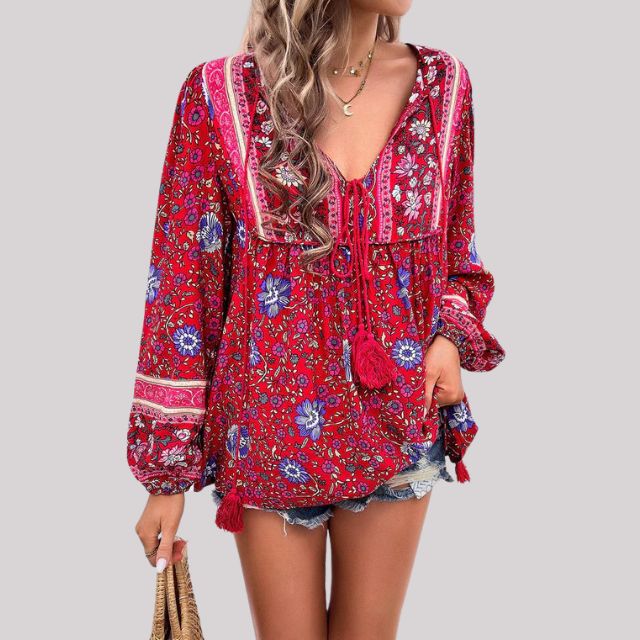 Kate - Bohème Bluse mit Paisley Muster
