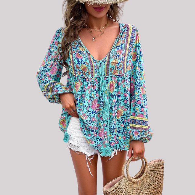 Kate - Bohème Bluse mit Paisley Muster