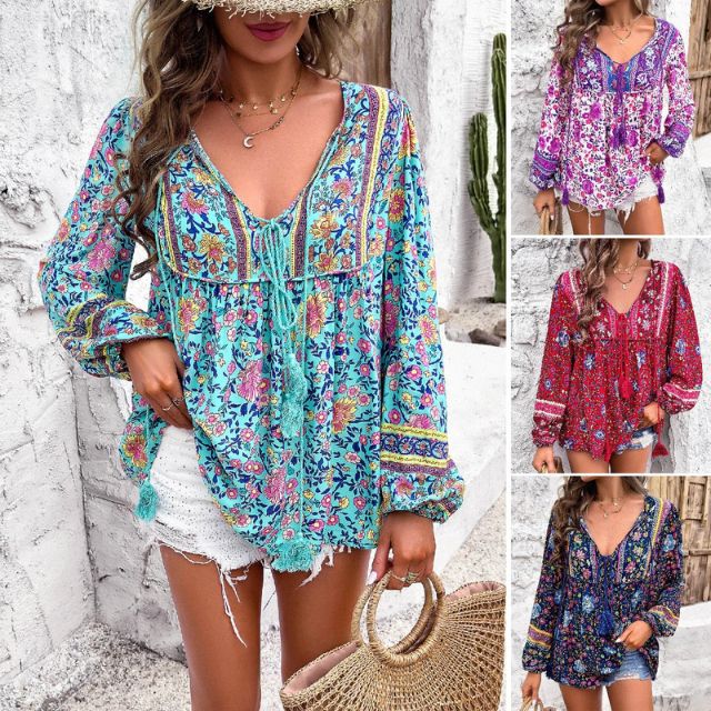Kate - Bohème Bluse mit Paisley Muster