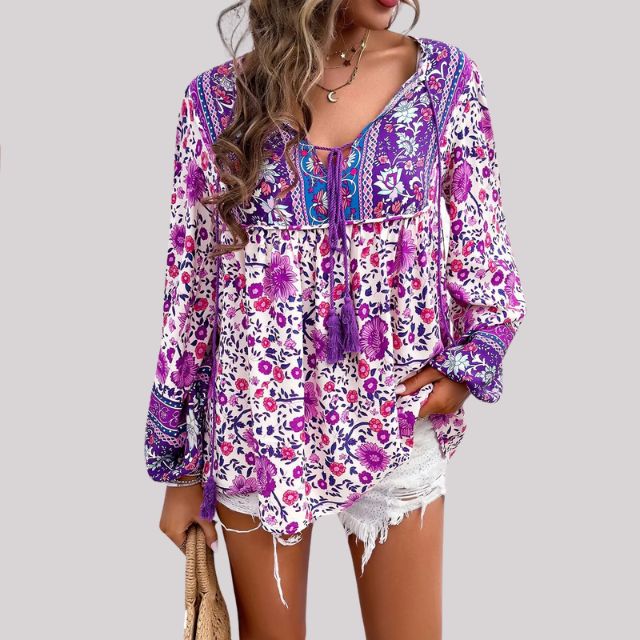 Kate - Bohème Bluse mit Paisley Muster