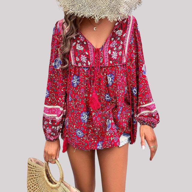 Kate - Bohème Bluse mit Paisley Muster