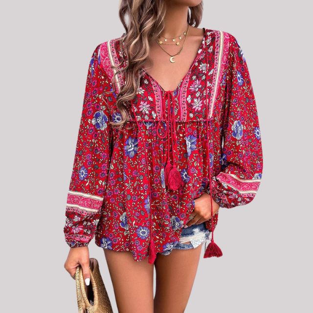 Kate - Bohème Bluse mit Paisley Muster