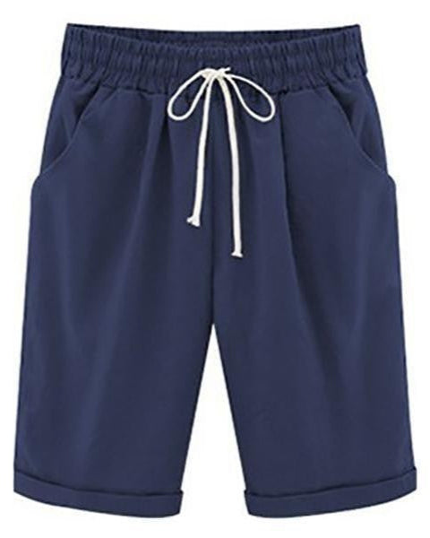 Nikki - Frauen lässig Sommer Urlaub lose Baumwolle Shorts Hosen mit Taschen und Kordelzug