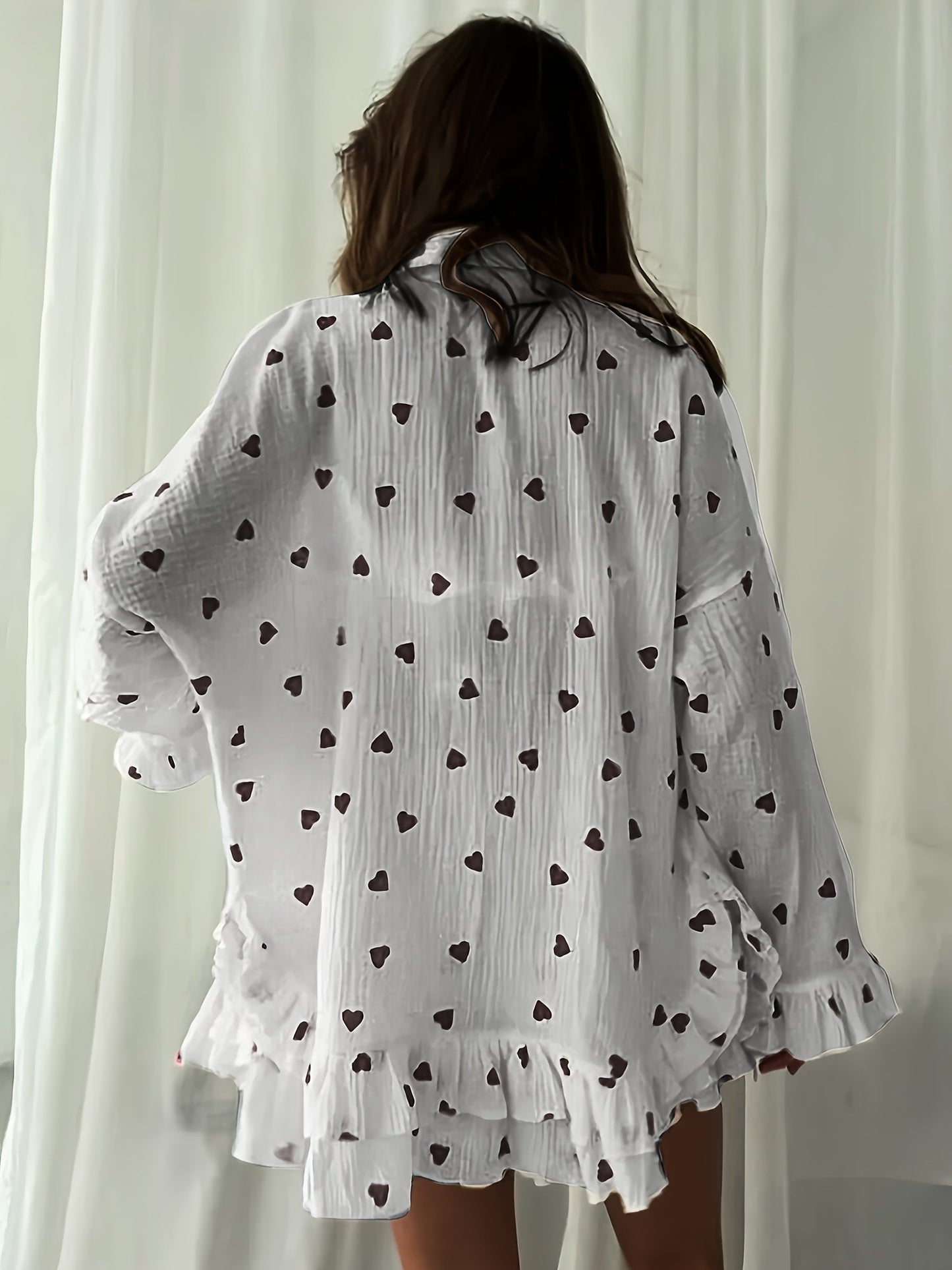 Sientje - Herzen Dreiteiliges Pyjama-Set mit Oberteil, Hose und Weste