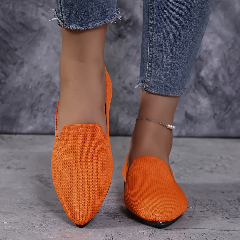 Femke - Geflochtene spitze Ballerina Loafers in leuchtenden Farben mit rutschfester Unten