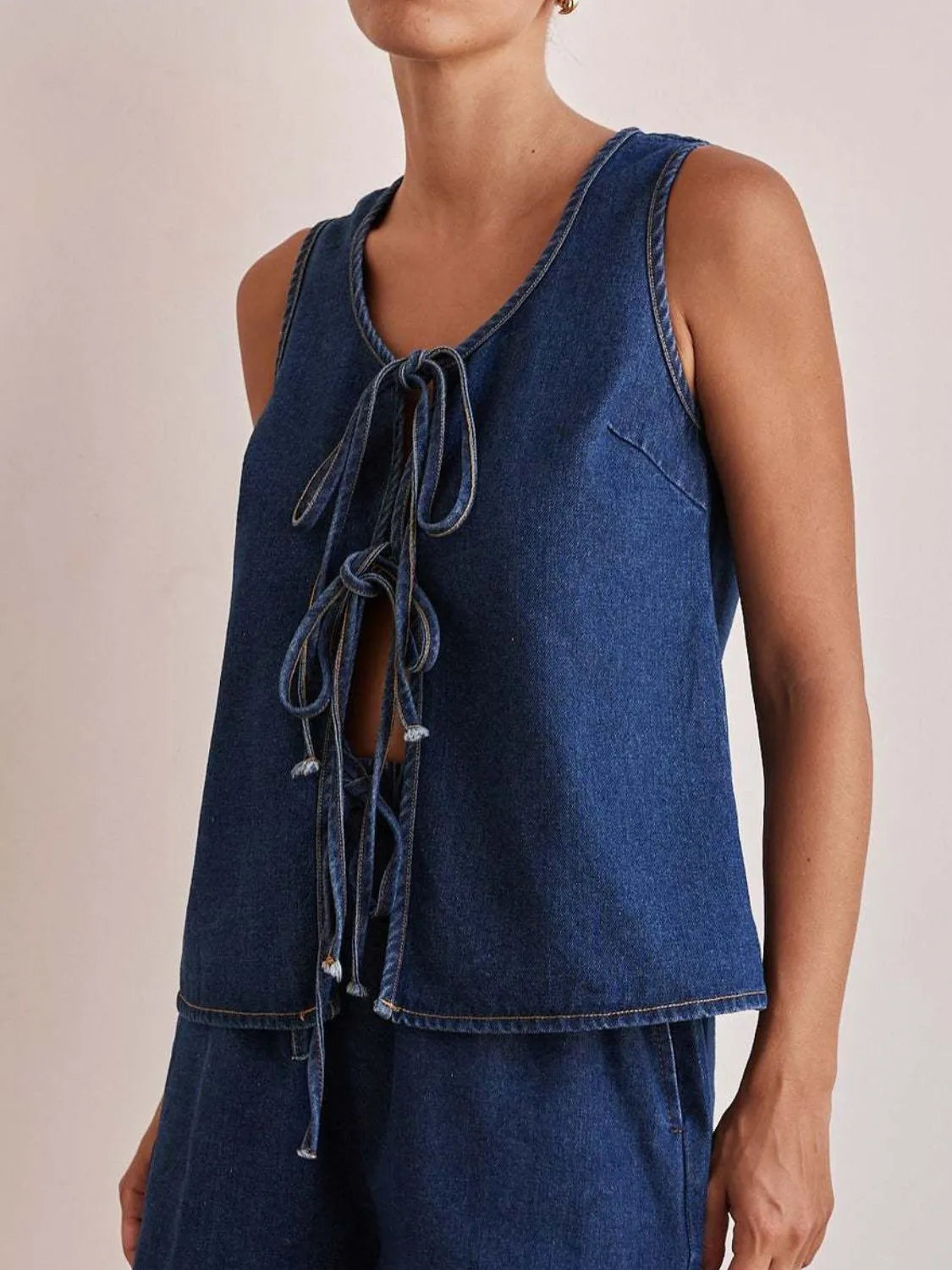 Nora - Drei Krawatten vorne Denim Weste gillet Ärmellos