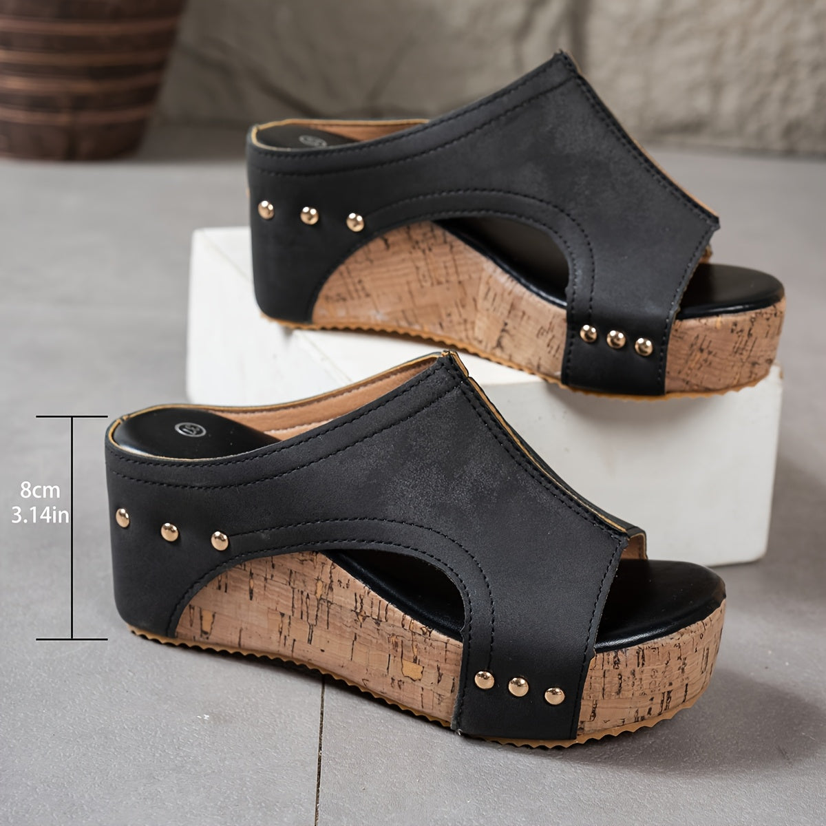 Lieke - zehenoffener Stilettoabsatz Clogs mit Stollen und atmungsaktivem Leder