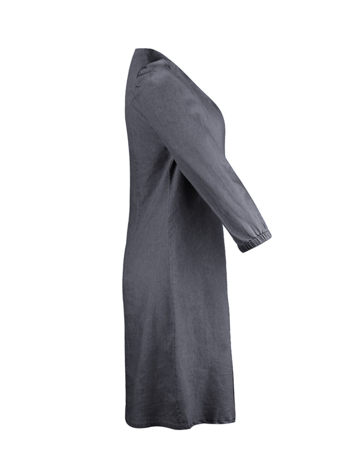 Tess - Kurzes Denim-Kleid mit V-Ausschnitt und halben Ärmeln