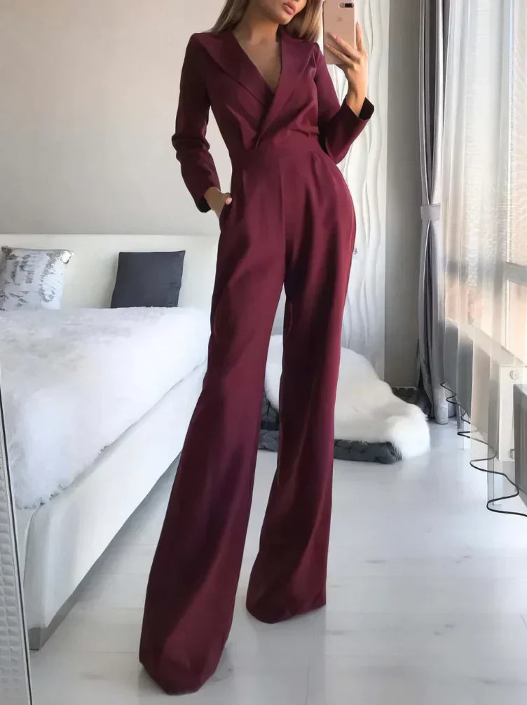 Dakota - modischer langer Jumpsuit mit Kragen und weitem Bein für einen raffinierten und modernen Look