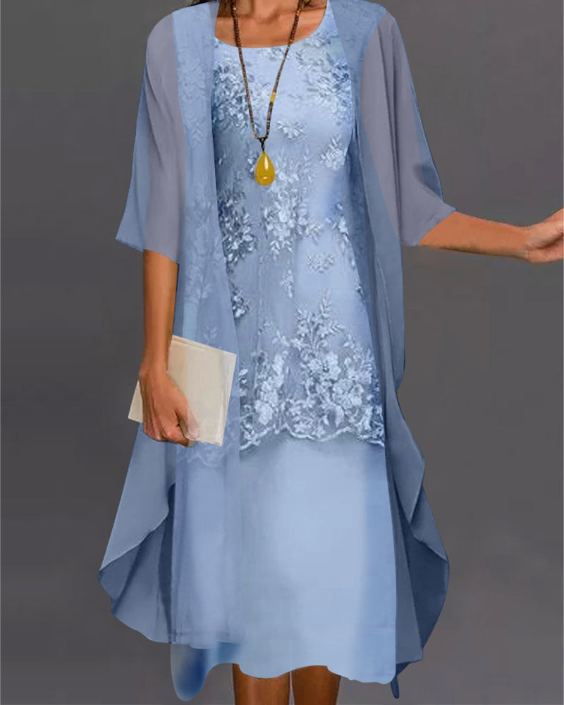 Evelyn - Spitzenkleid mit passendem Schier Mantel
