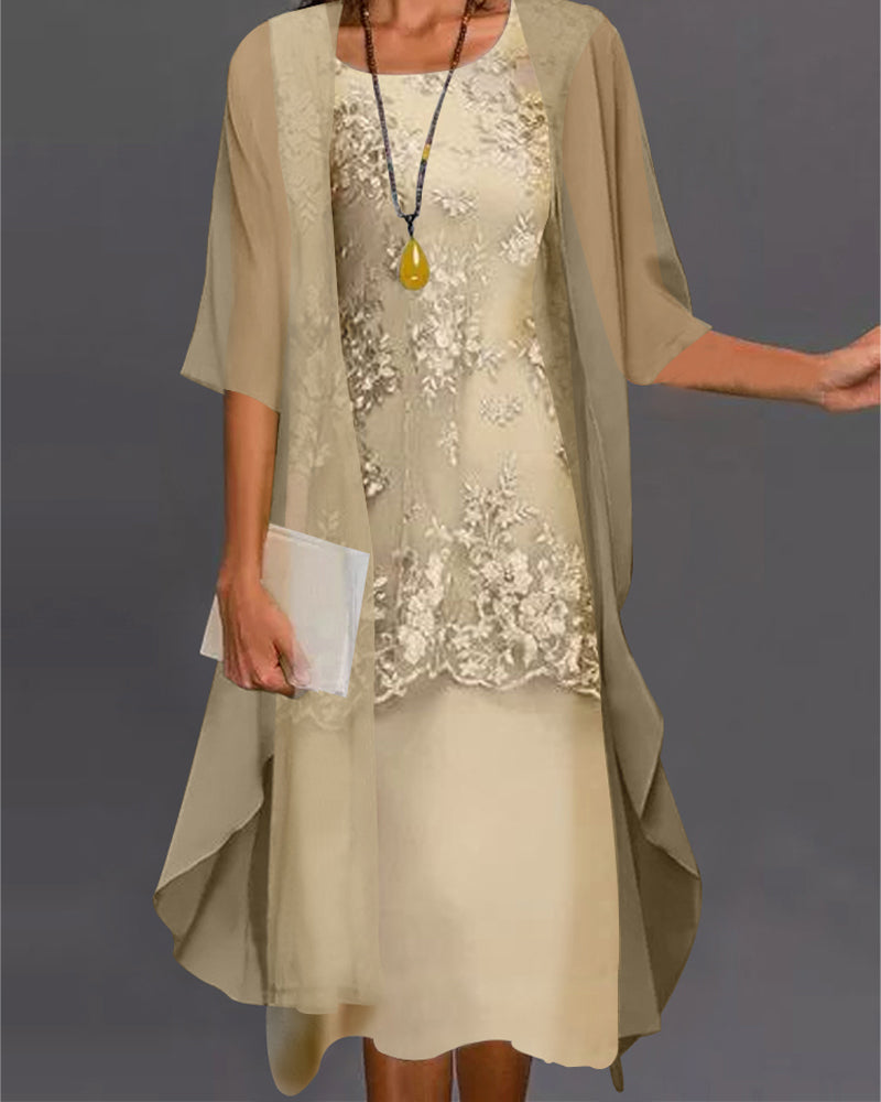 Evelyn - Spitzenkleid mit passendem Schier Mantel