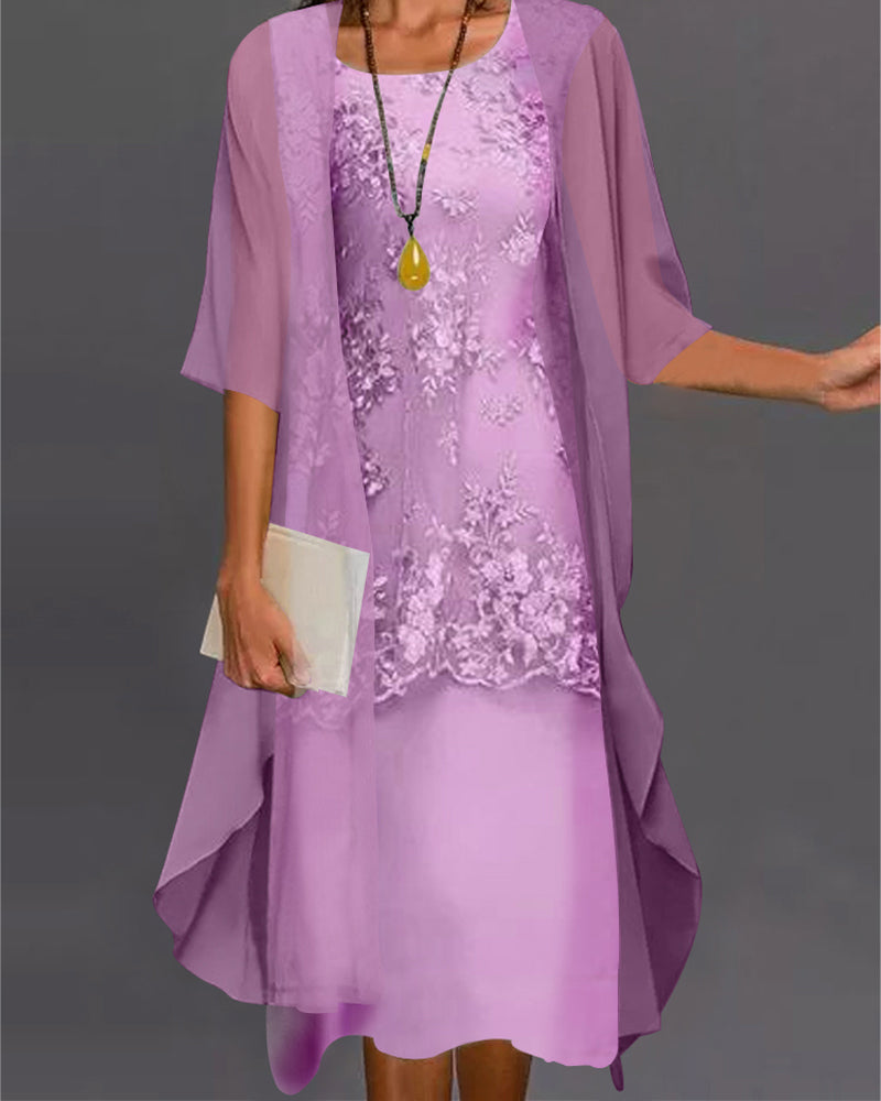 Evelyn - Spitzenkleid mit passendem Schier Mantel