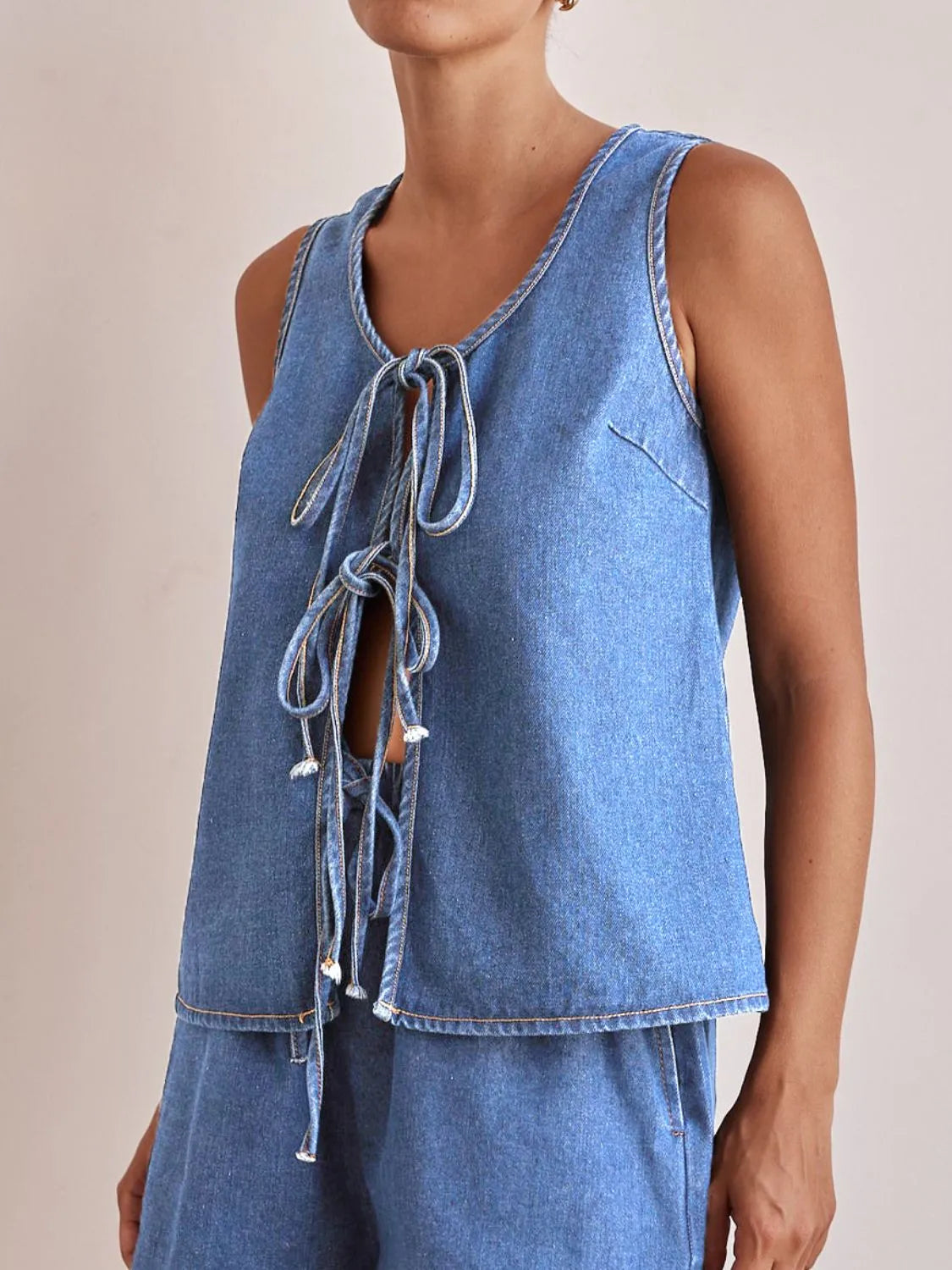 Nora - Drei Krawatten vorne Denim Weste gillet Ärmellos