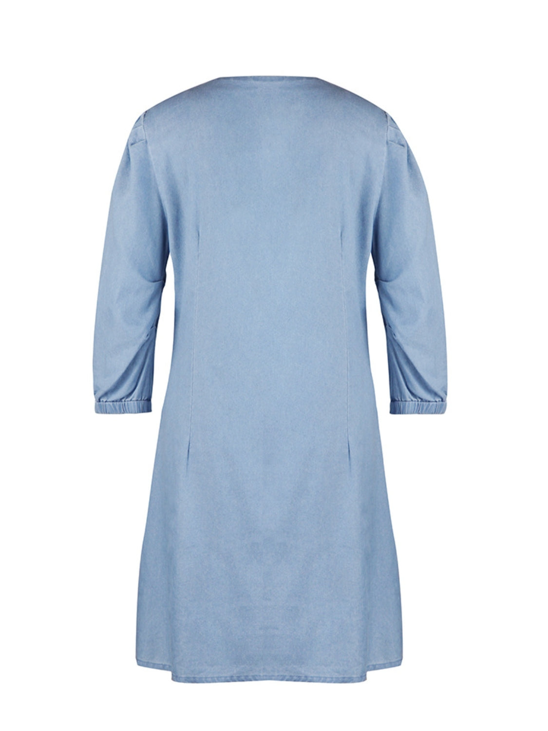 Tess - Kurzes Denim-Kleid mit V-Ausschnitt und halben Ärmeln