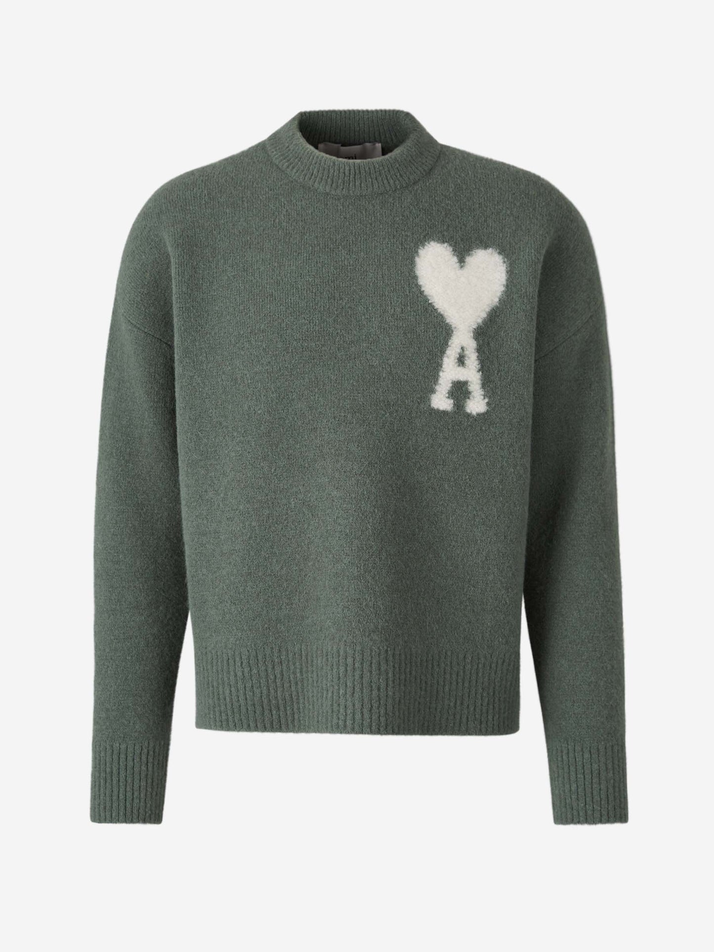 Bram - Ami Paris Atmungsaktiver Strickpullover mit Herz und Buchstabe Ein Detail