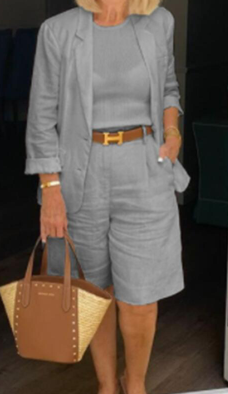 Marga - elegantes Set aus Leinenhosen und Blazer für Damen