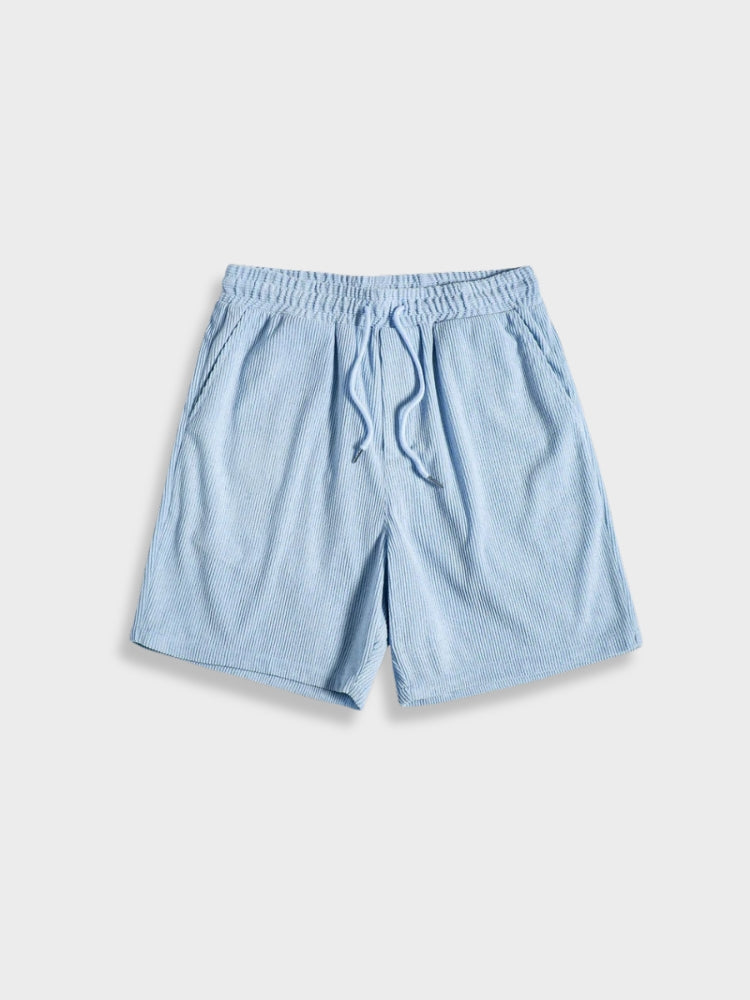 Victor - Leinen Sommerurlaub Zweiteiliges Set aus Button Up Shirt mit kurzen Ärmeln und elastischen Shorts für Männer