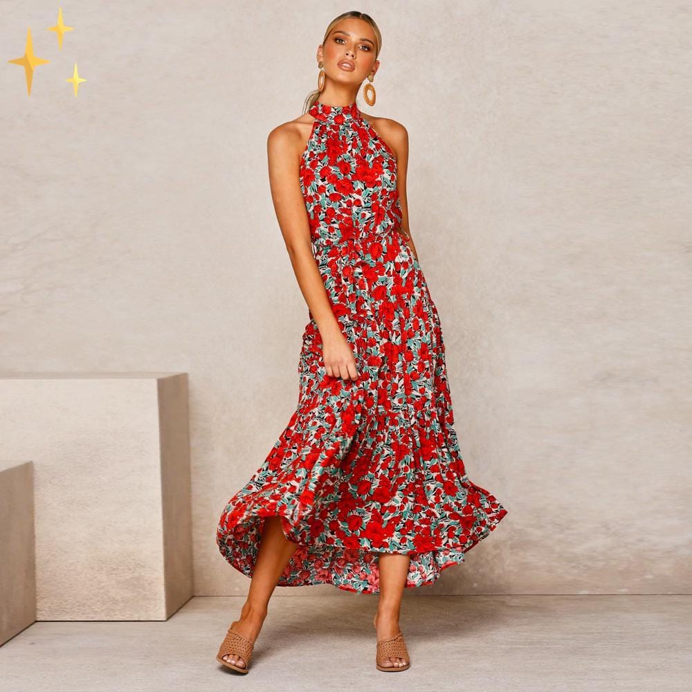 Mirabella Shopping DE 200000347 Rote Rosen - AUSVERKAUFT / S Mirabella™ Ella Halter Kleid | Fühlen Sie sich in der Sonne am besten und hübschesten