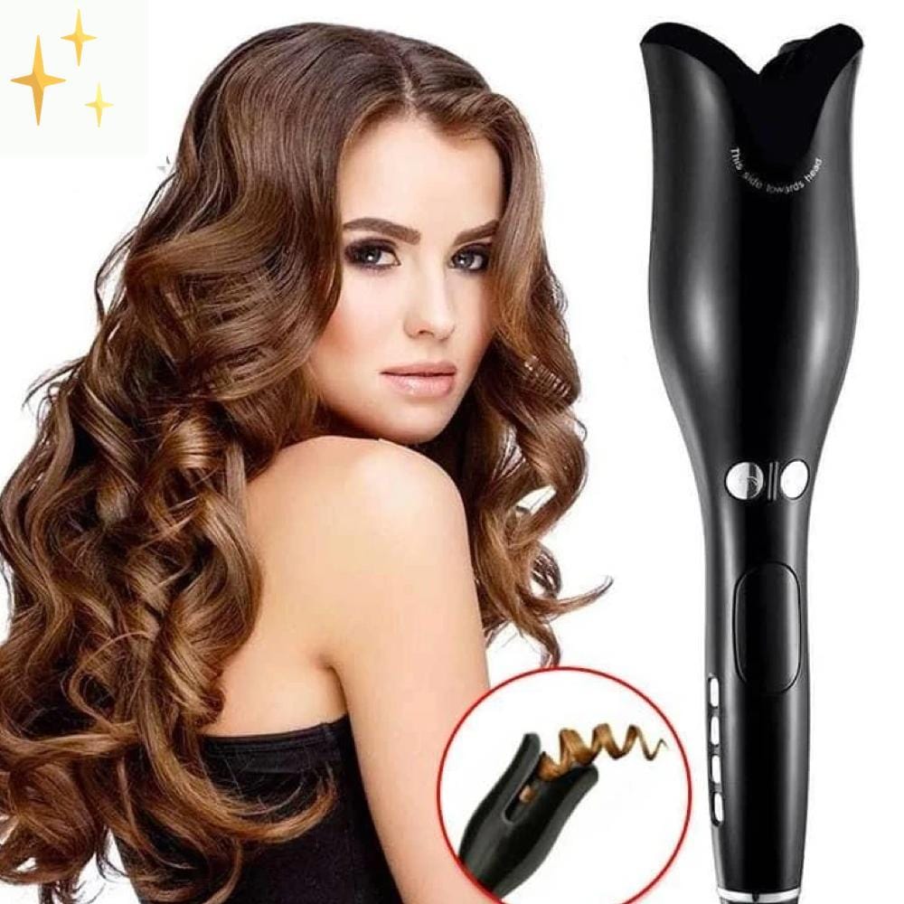 Mirabile Shopping DE 200001210 Schwarz SafeCurls™ Automatischer Lockenstab | 100% sicher und ein brillanter Look - Inkl. zeitlich begrenztem Angebot ein GRATIS Haarspangenset im Wert von €20