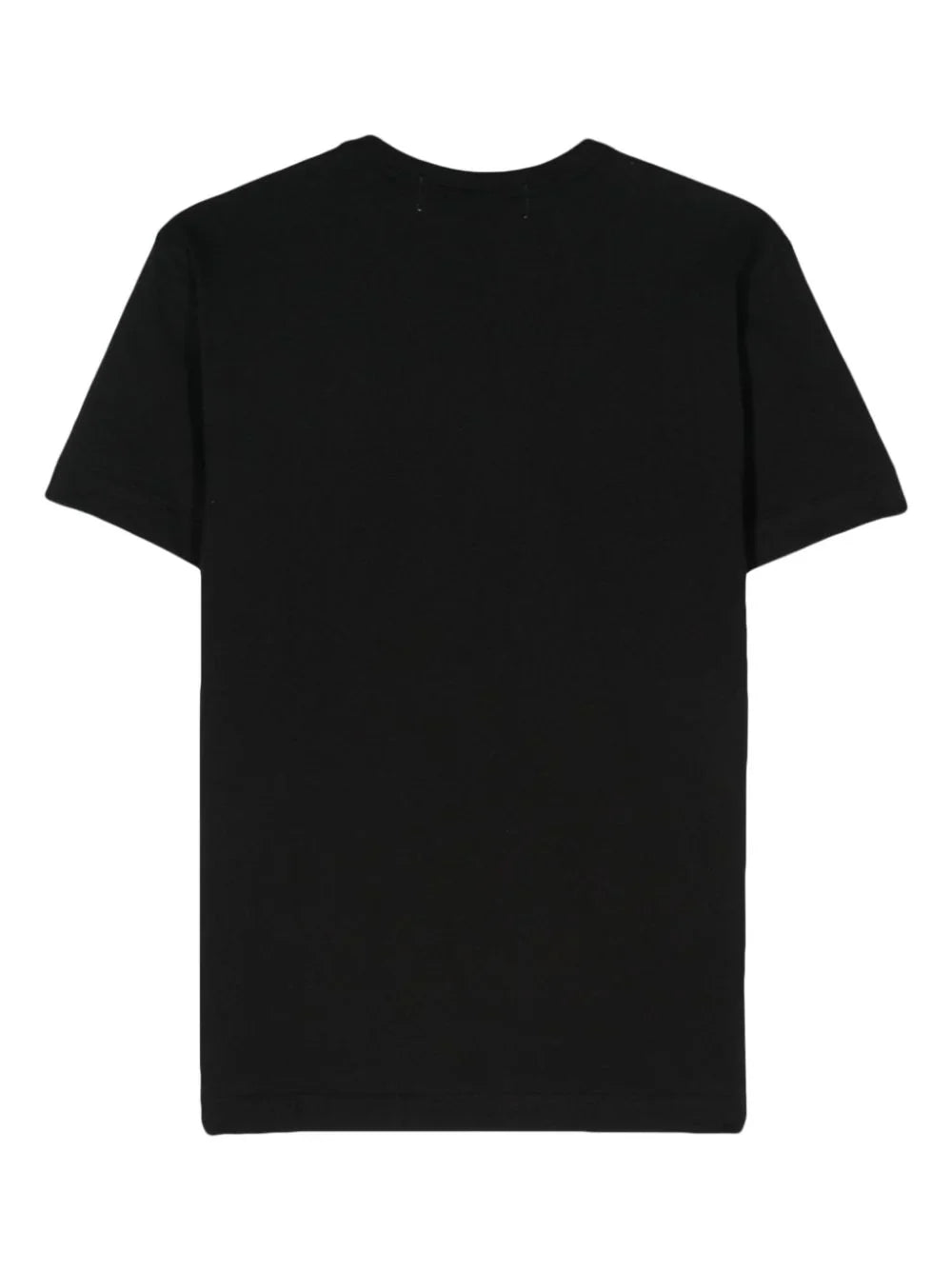 Comme Des Garcons Schwarzes Unisex T-Shirt mit kurzen Ärmeln und hohem Halsausschnitt Herz-Detail