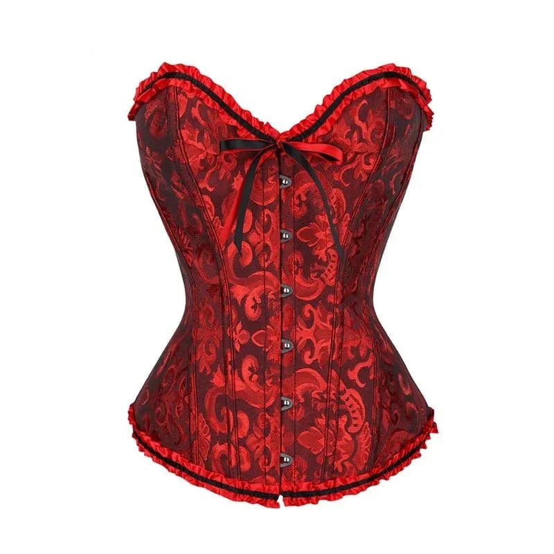 Mira - Burlesque Spitze Feminine Detail Korsett mit Rüschen und Schleife