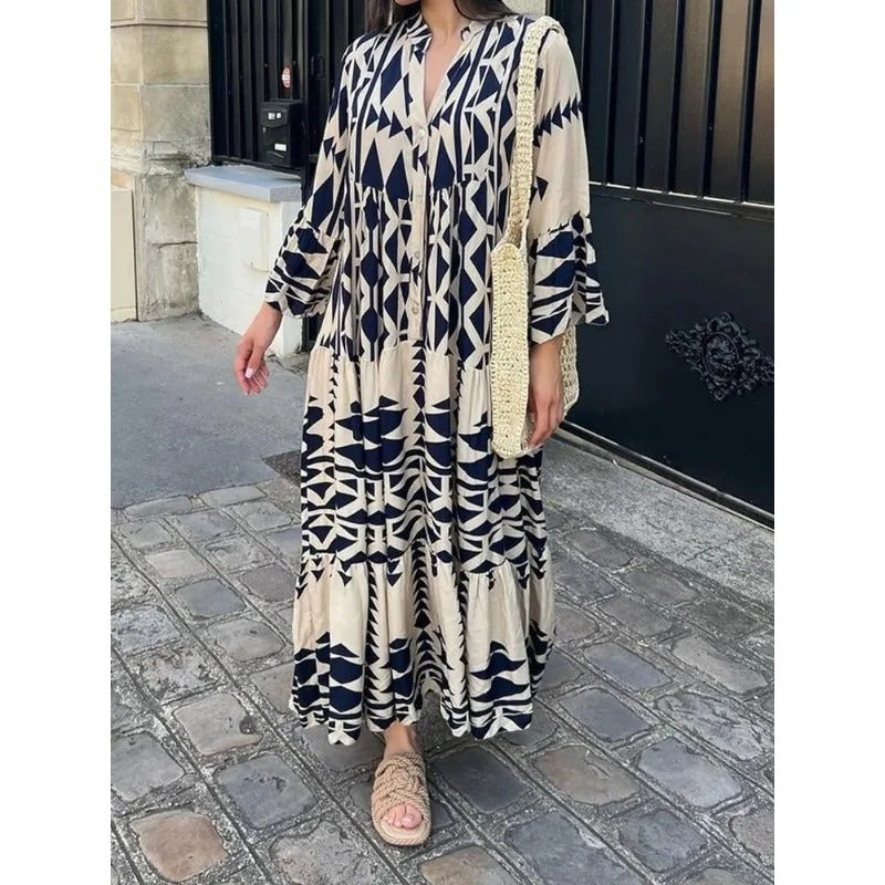 Godiva - Sommerkleid mit V-Ausschnitt, kurzen Ärmeln und Rüschen