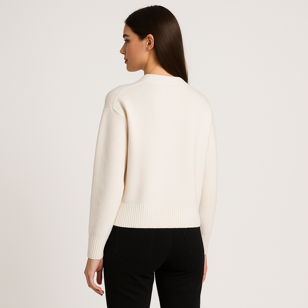 PARIS Strickpullover mit Herz und Buchstabe A - Unisex, Rundhalsausschnitt, Uni-Farben
