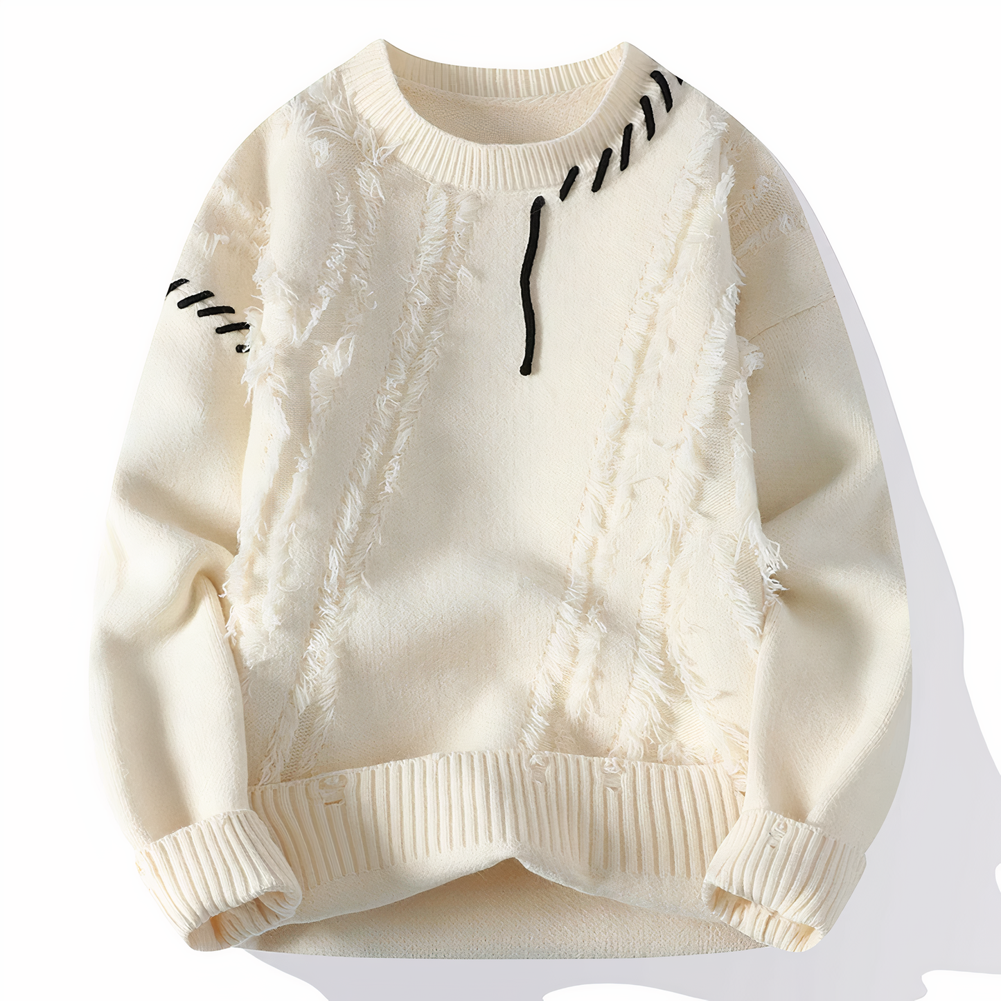 Oskar - trendiger Distressed-Strickpullover mit einzigartigen Details