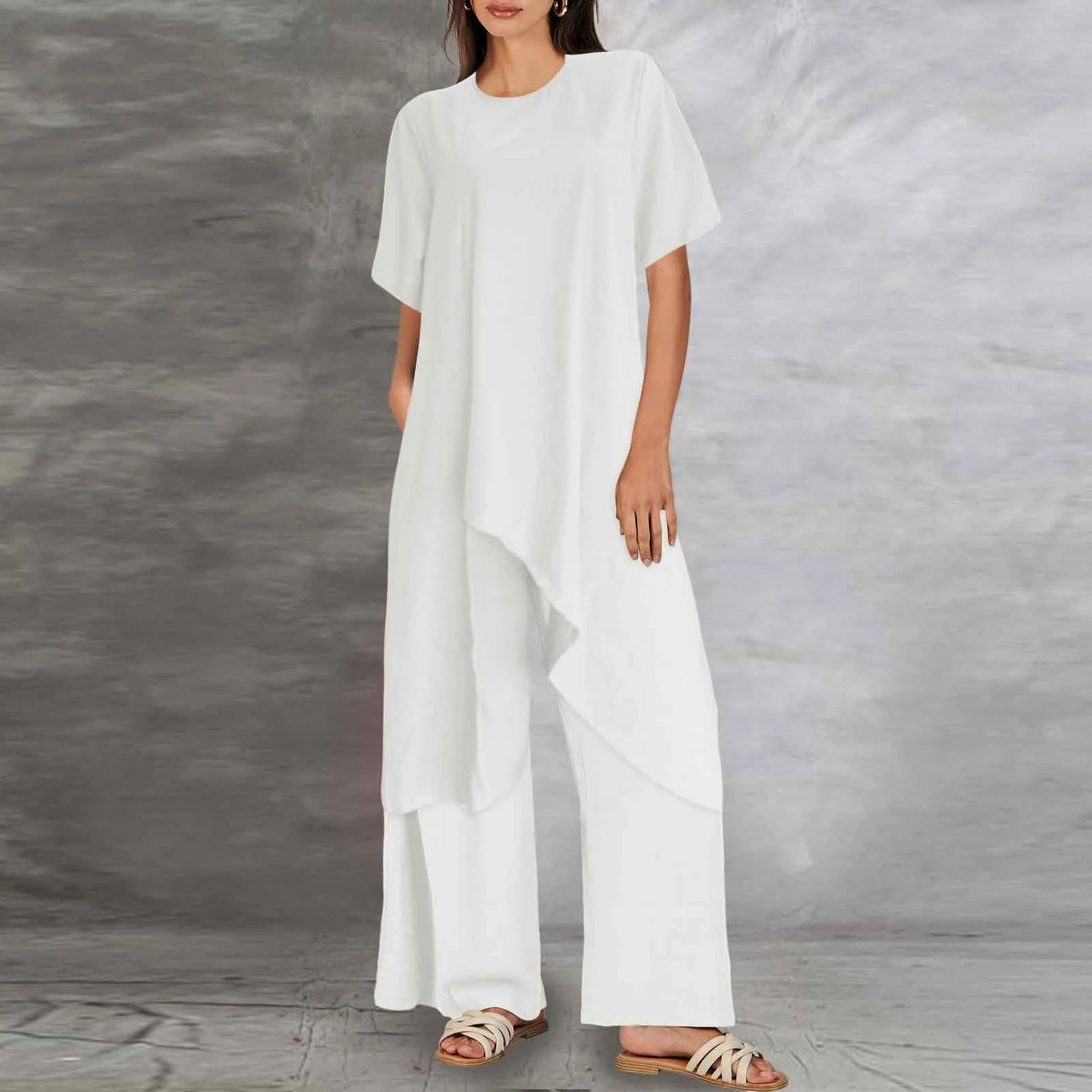 Almera - Damenmode Zweiteiliges Casual-Set aus Baumwolle und Leinen