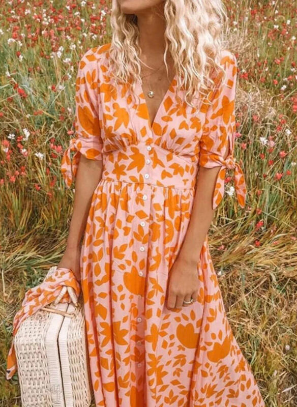 Miya - schickes orangefarbenes Abendkleid