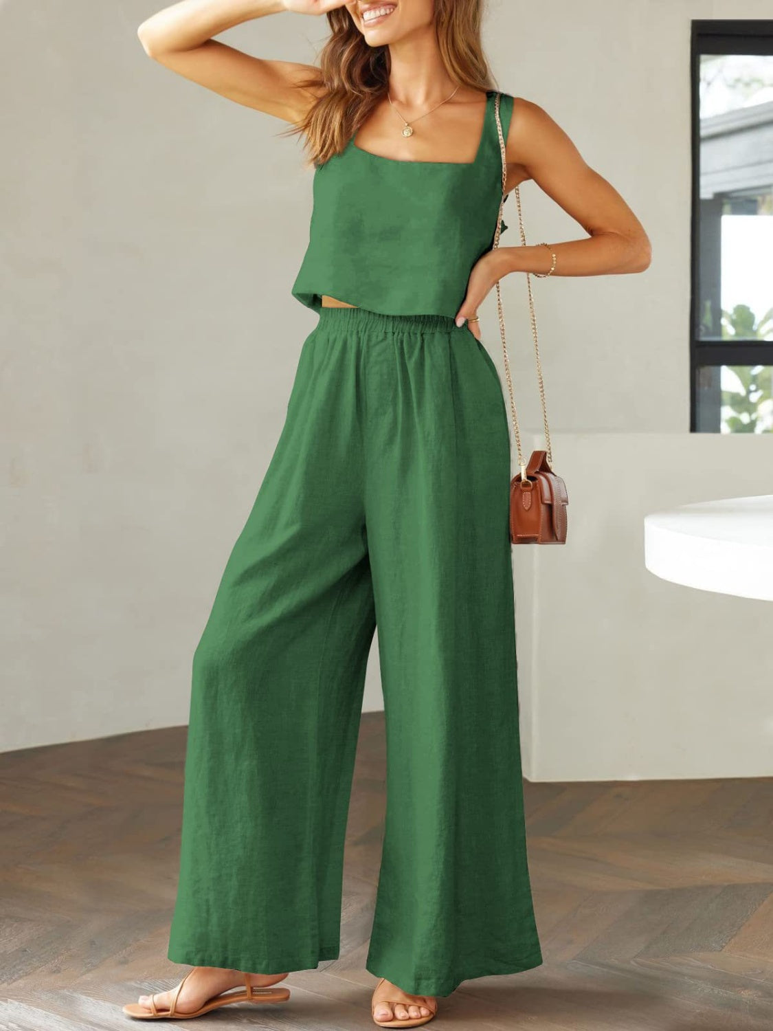 Lily - Gekürztes Tanktop und Hose mit weitem Bein Satz