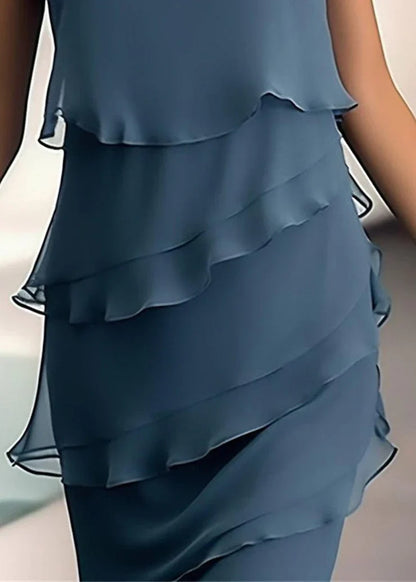 Andrea - Marinefarbenes ärmelloses einfarbiges Minikleid