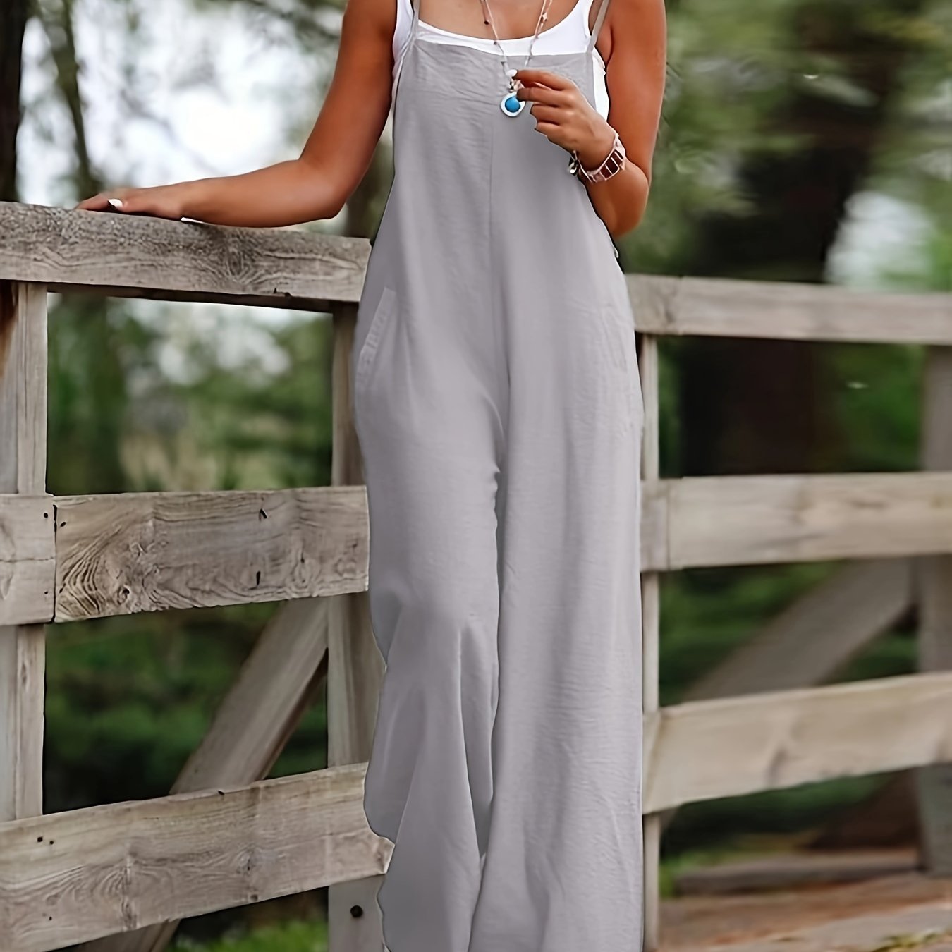 Grietje - Weite Jumpsuit aus Baumwolle mit Spaghetti-Trägern