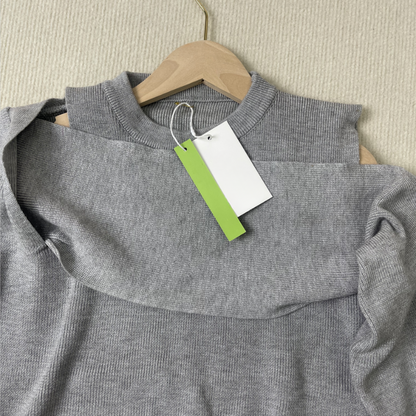 Karliena - Grauer monochromer langärmeliger Pullover