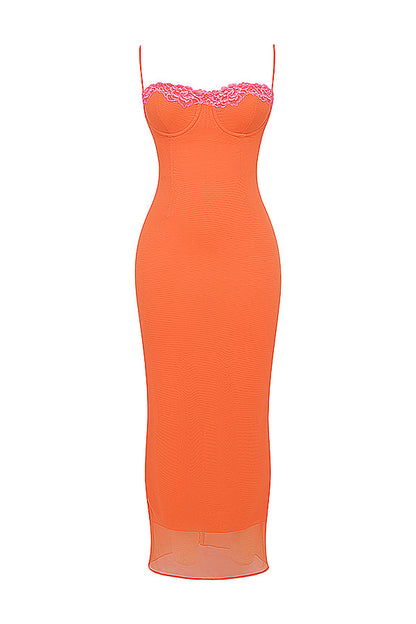 Brielle - Maxikleid in Flammenorange
