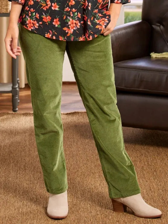 Isley - Damen Cordhose mit elastischer Taille und geradem Bein, unifarben