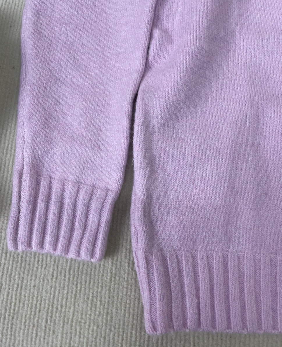 Pearlie -Rosa einfarbig Langarm Pullover mit Rundhalsausschnitt