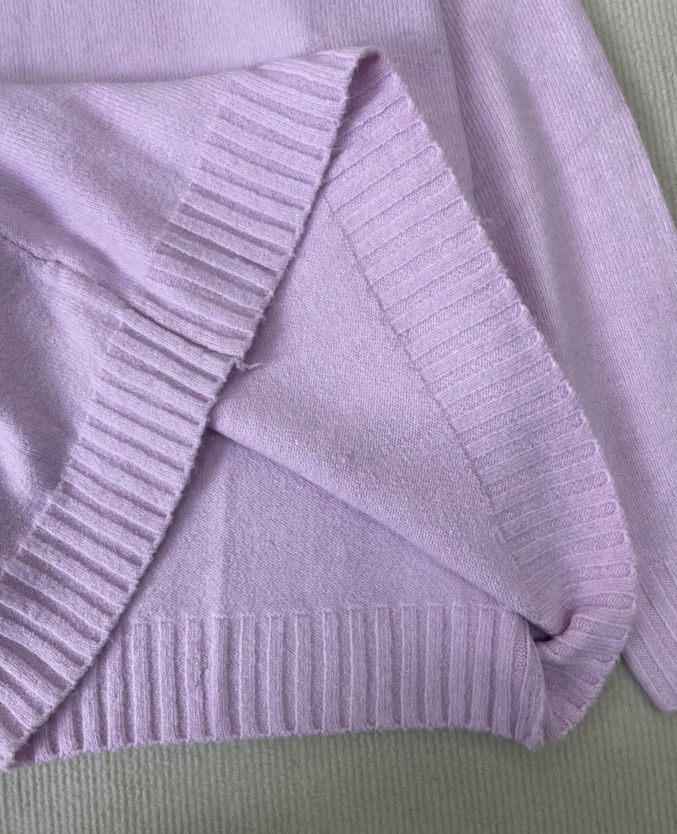 Pearlie -Rosa einfarbig Langarm Pullover mit Rundhalsausschnitt