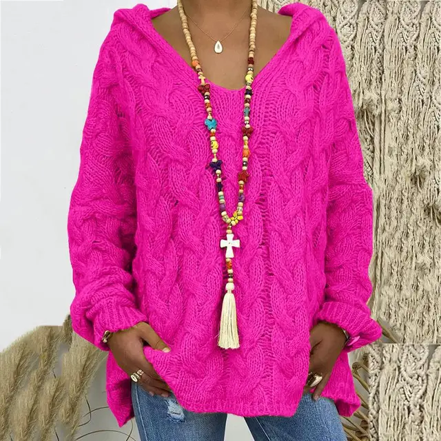 Fionnuala - Kapuzenpullover aus Zopfstrick für Frauen