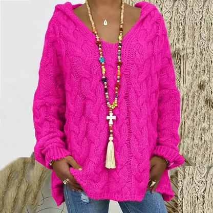 Fionnuala - Kapuzenpullover aus Zopfstrick für Frauen