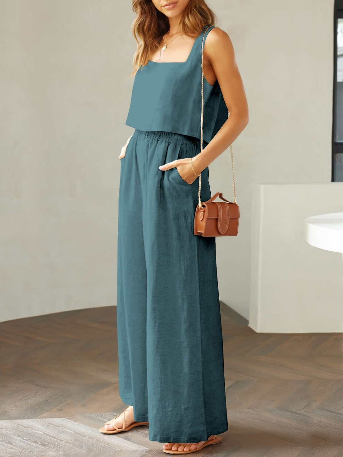 Lily - Gekürztes Tanktop und Hose mit weitem Bein Satz