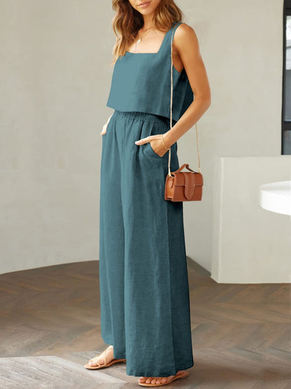 Lily - Gekürztes Tanktop und Hose mit weitem Bein Satz