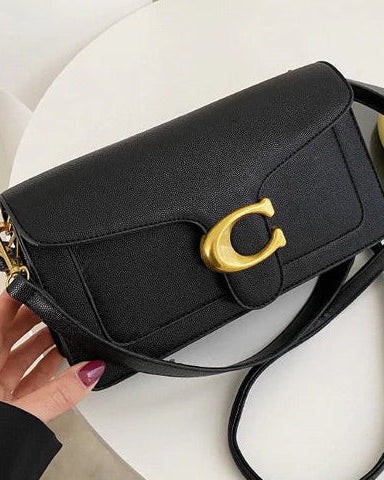 Celine - Schicke Leder-Crossbody-Tasche mit goldenem C-Logo
