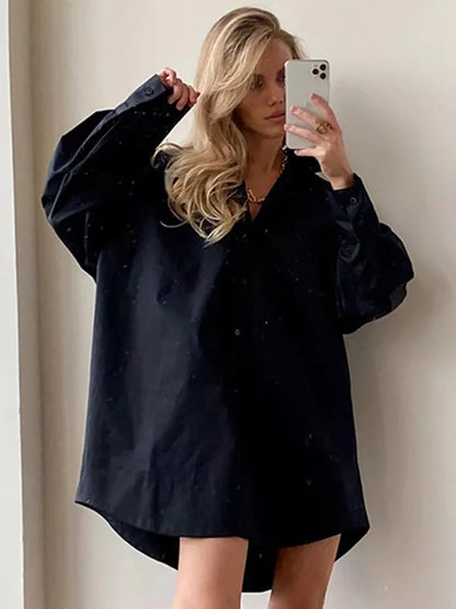 leila long bluse oversized shirt kleid