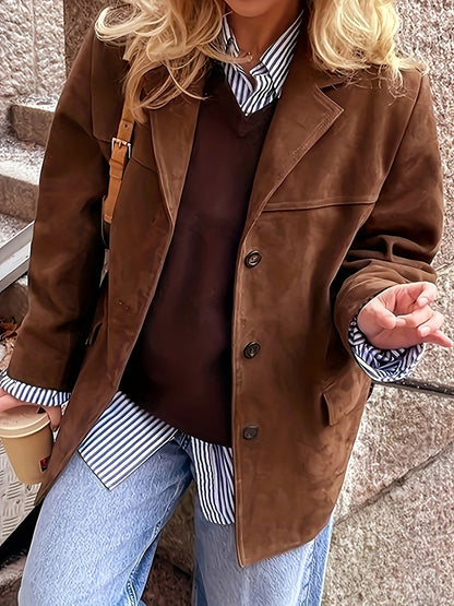 Rose - Klassische Vintage-Wildlederjacke